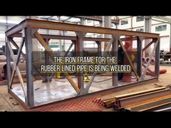 El marco de hierro del tubo revestido de caucho para la exportación se está soldando