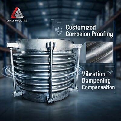 Excelente compensador amortiguador de vibraciones metálico con resistencia a la corrosión, adecuado para condiciones industriales severas, que garantiza el funcionamiento